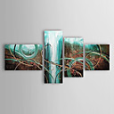 Hand-painted Abstract Oil Painting with Stretched Frame - Set of 4