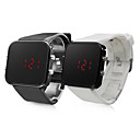 Pair of Silicone Sports Style Red LED Wrist Watch (Black and White)