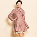 TS Double Breast Ruffle Hem Tweed Coat