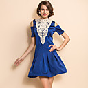 TS VINTAGE Lace Collar Off Shoulder Pleats Dress