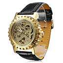 mannen mechanische pu analoge horloge (zwart)