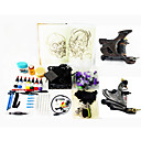 2 Damascus tatouage en acier Mitrailleuses Kit avec LED Power et 7 * 30ml d'encre