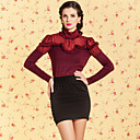 ts vintage Stehkragen Tupfen chiffon Nähte jersey top