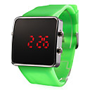 Silicone Band Women Men Unisex Jelly Sport Style Square LED Wrist Watch - Green