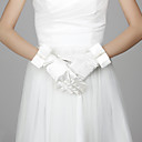 Elastic Satin Fingertips Wrist Length Wedding/Evening Gloves With Pearls
