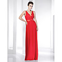 Chiffon Stretch Satin Floor-length V-neck Evening Dress inspired by Selena Gomez at the 83rd Oscar