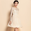 TS Backless Lace Stitching Chiffon Swing Dress