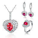 Fashion 925 Silver With Rhinestone/Cubic Zirconia Women's Jewelry Set Including Necklace,Earrings,Ring(More Colors)