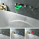 Wall Mount Chrome Finish Farbwechsel LED Wasserfall Badewanne Wasserhahn