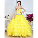 Ball Gown Sweetheart Floor-length Organza Evening Dress With Cascading Ruffles And Tiers