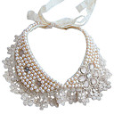 Vintage Exaggerated White Pearl Lace False Collar Necklace