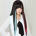 peruca lolita inspirado preto destaques do punk 70cm de comprimento