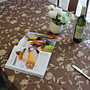 Brown Floral Cotton Linen Blend Table Cloths