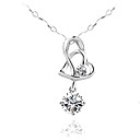 Elegante 925 Sterling Silber Doppel-Herz Halskette