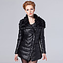 Long Sleeve Lammfell Umlegekragen Lammleder Casual / Party-Mantel mit Gürtel