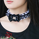 Elegant Bead Flower Bow Lace Choker Necklace
