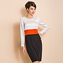 TS Simplicity Contrast Color Long Sleeve Slim Sheath Dress