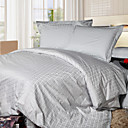 jacquard gris à carreaux complète / reine housse de couette 4-pces