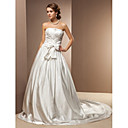 A-line Princess Strapless Stretch Satin Chapel Train Wedding Dress