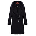 Women's Lapel Woollen Coat with Detachable Fur Collar
