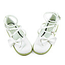 Handmade Cute White Bow PU Leather 2.5cm Flat Sweet Lolita Shoes