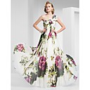 A-line One-Shoulder Floor-length Print Chiffon Evening Dress