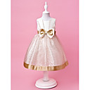 A-line | Principessa Jewel tè lunghezza organza e raso fiore ragazza