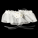 Cetim delicado e tule com flores Garter casamento