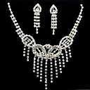 Liga de luxo, com jóias Rhinestone das mulheres conjunto incluindo colar, brincos