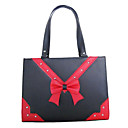 Preto Handmade e Red PU Couro Bolsa de Punk Lolita com Arco