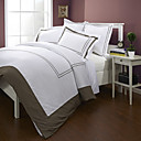 300TC Embroidery Lines with Brown Frame Cotton Twin / Queen / King 3-Piece Duvet Cover Set