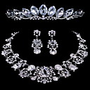 Liga elegante com strass Set Mulher jóias, incluindo colar, brincos, tiara