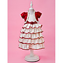 A-line | principessa gioiello da tè raso Flower Girl Dress con Wrap