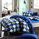 Morden Blue/Green Diamond Flannel Full / Queen / King 4-Piece Duvet Cover Set