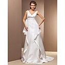 Une ligne de v-cou tribunal train satin et organza Robe de mariée