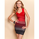 TS Gradient Color Halter Bandage Dress