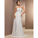 Sheath/Column V-neck Floor-length Chiffon Wedding Dress