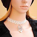 Gothic White Women's Lace Zilveren Medaille Hanger Collier