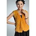 Collarless Rabbit Fur & Knit Casual/Party Vest (More Colors)