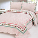 3PCS Country Plaid Cotton Queen Size Quilt Set