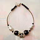 Women's Black Balls Simple Silver Bracelet