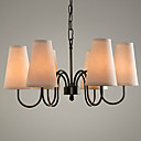 60W Lampadario moderno con staffa in metallo nero e paralume in tessuto