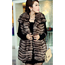 Turndown Collar Fox Fur Casual/Party Vest