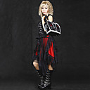 Tea-length Black and Red Lace Cotton Gothic Lolita Skirt (Waist: 66CM-80CM)