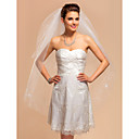 Two-tier Fingertip Wedding Veil With Lace Edge