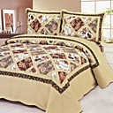3PCS Rose Pattern Cotton Queen Size Quilt Set