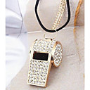 Women's White Diamond Whistle Necklace (Black Chain not Included)