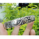 Women's Silver Black Carved Flower Silver Bracelet