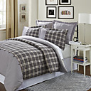 3PCS Nekso Algodão Dobby verificar com Botões Twin / Queen / Tampa rei Duvet Set
