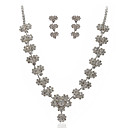 Austrian Rhinestone Flowers Bridal Necklace and Earring Set